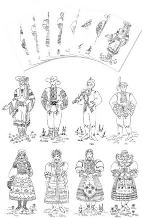 Coloring Pages - Slovak Boy & Girl Costumes (gc-104-cp)