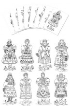 Coloring Pages - Czech & Slovak Girl costumes (gc-105-cp)