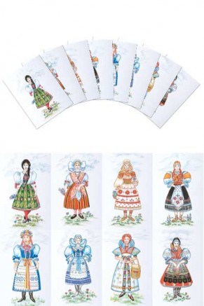Czech & Slovak Girl costumes Postcards (pcs-105)